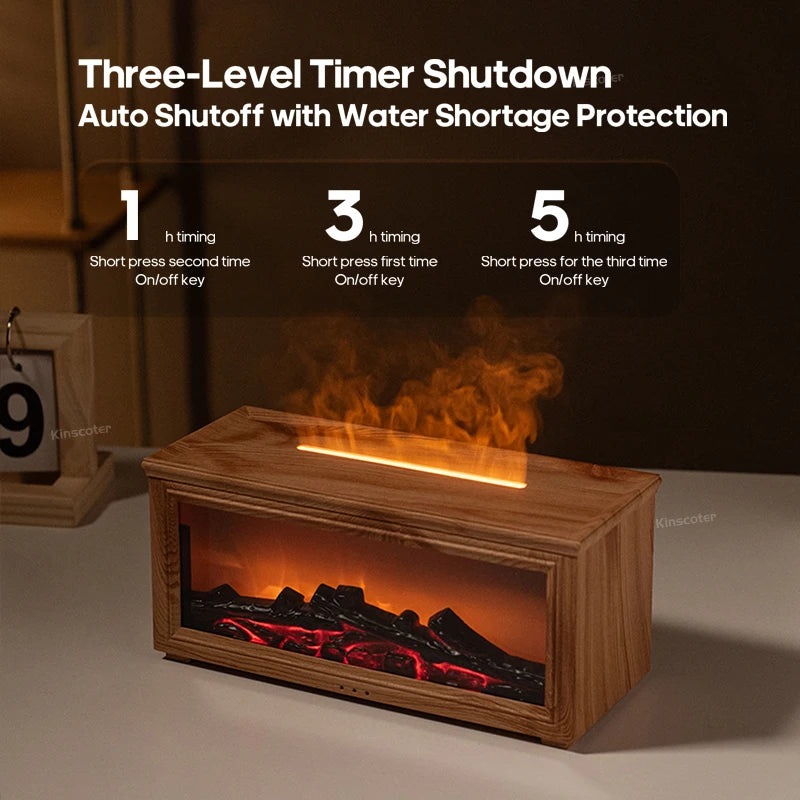 Simulated Fireplace Flame Diffuser & Humidifier with Essential Oils