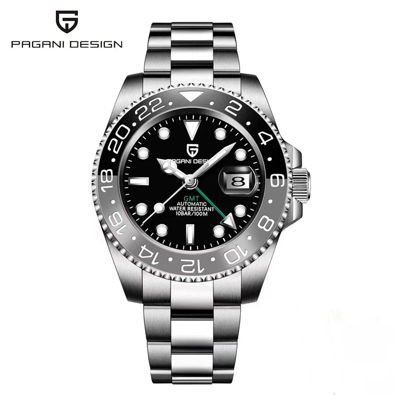 PAGANI DESIGN PD-1662 Luxury GMT Mechanical Watch - Sapphire, Steel, 100M Waterproof
