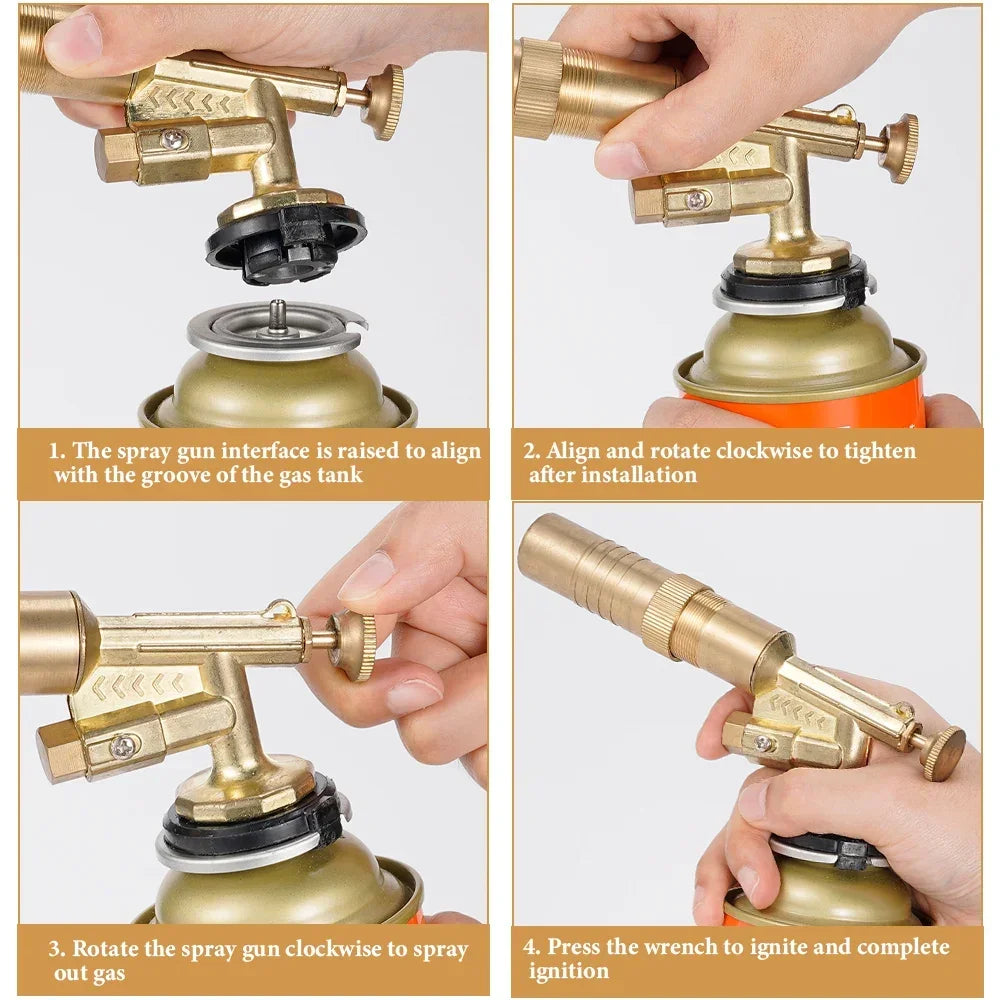 Pure Copper Auto Ignition Welding Torch Gas Burner - Brazing, Cooking & BBQ Flame Gun