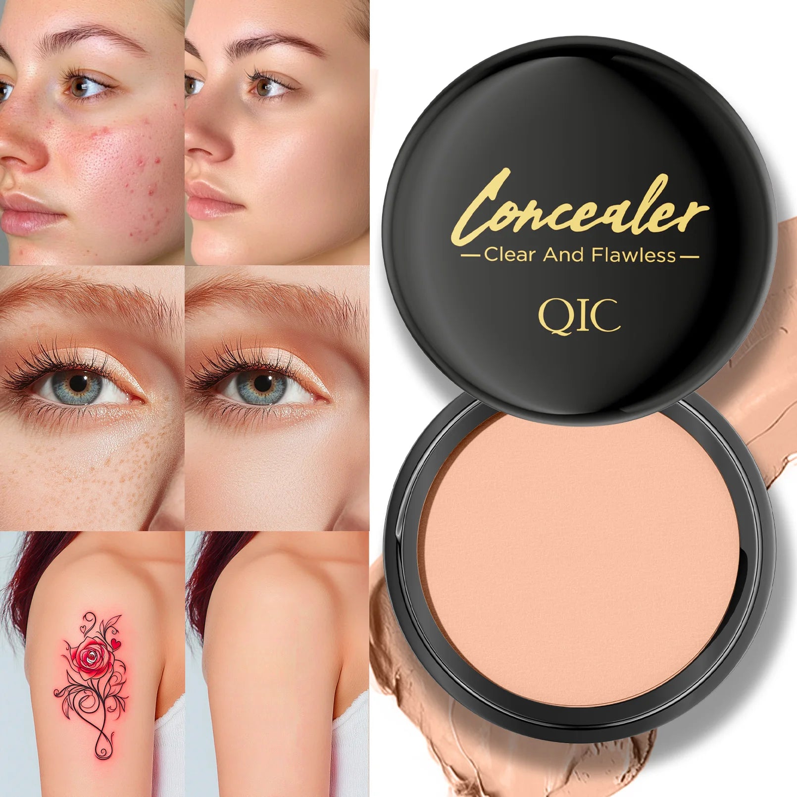 Hydrating Eye Brightening Concealer & Contour Cream - Full Coverage, Long-Lasting Makeup
