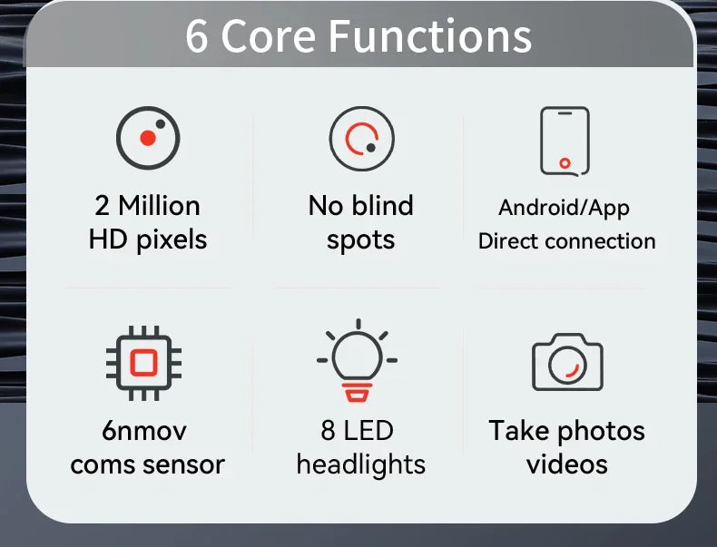 360° Articulating Borescope Endoscope Camera with Light for Android/iOS