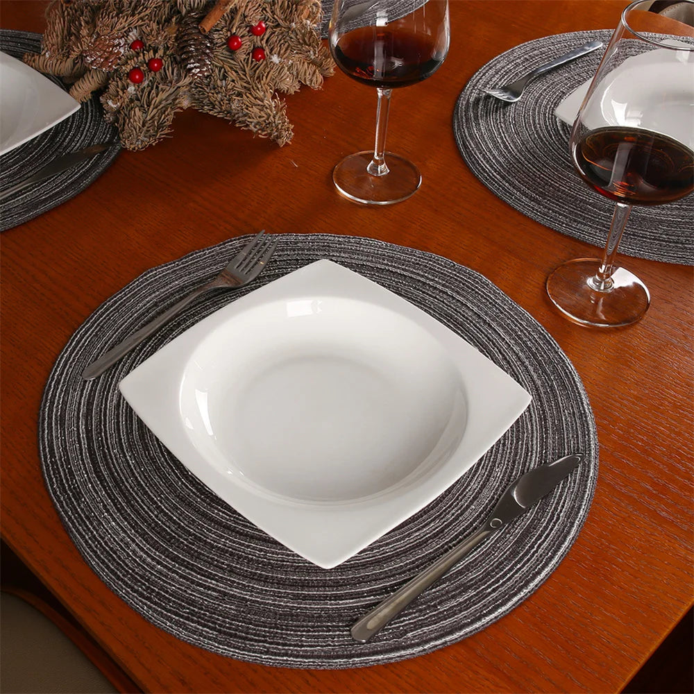 Elegant Round Braided Washable Placemats - Set of 6