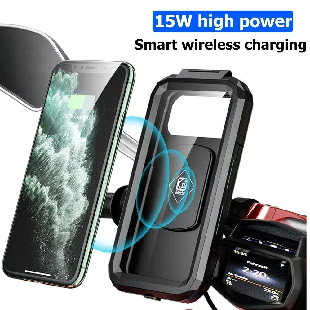 Motorcycle Wireless Charger Phone Mount - QC 3.0 Fast Charging Holder