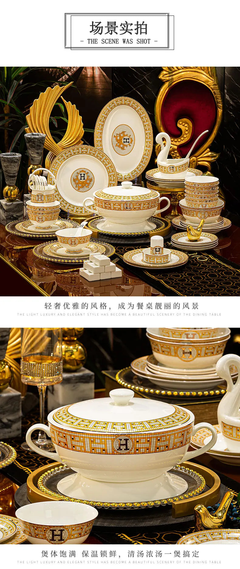 Vabena Luxury Bone China Dinnerware Set - Elegant Dining