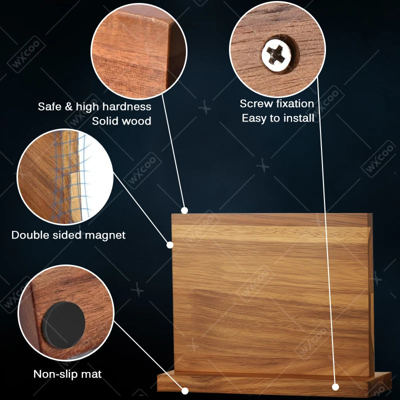 Acacia Wood Universal Knife Block - Space-Saving & Stylish Kitchen Organizer