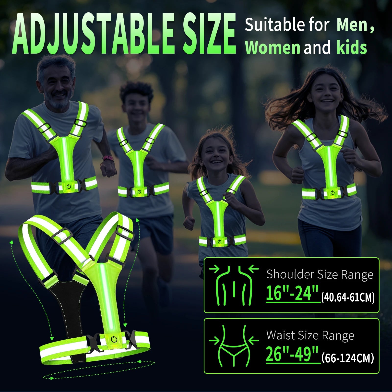Enhanced Visibility Reflective Safety Vest - Adjustable for Running & Cycling