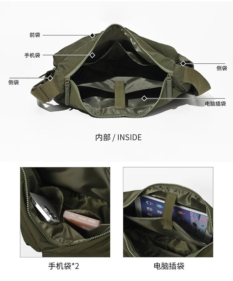 Women's Casual Multi-Pocket Nylon Messenger Bag - Travel & Shopping Tote