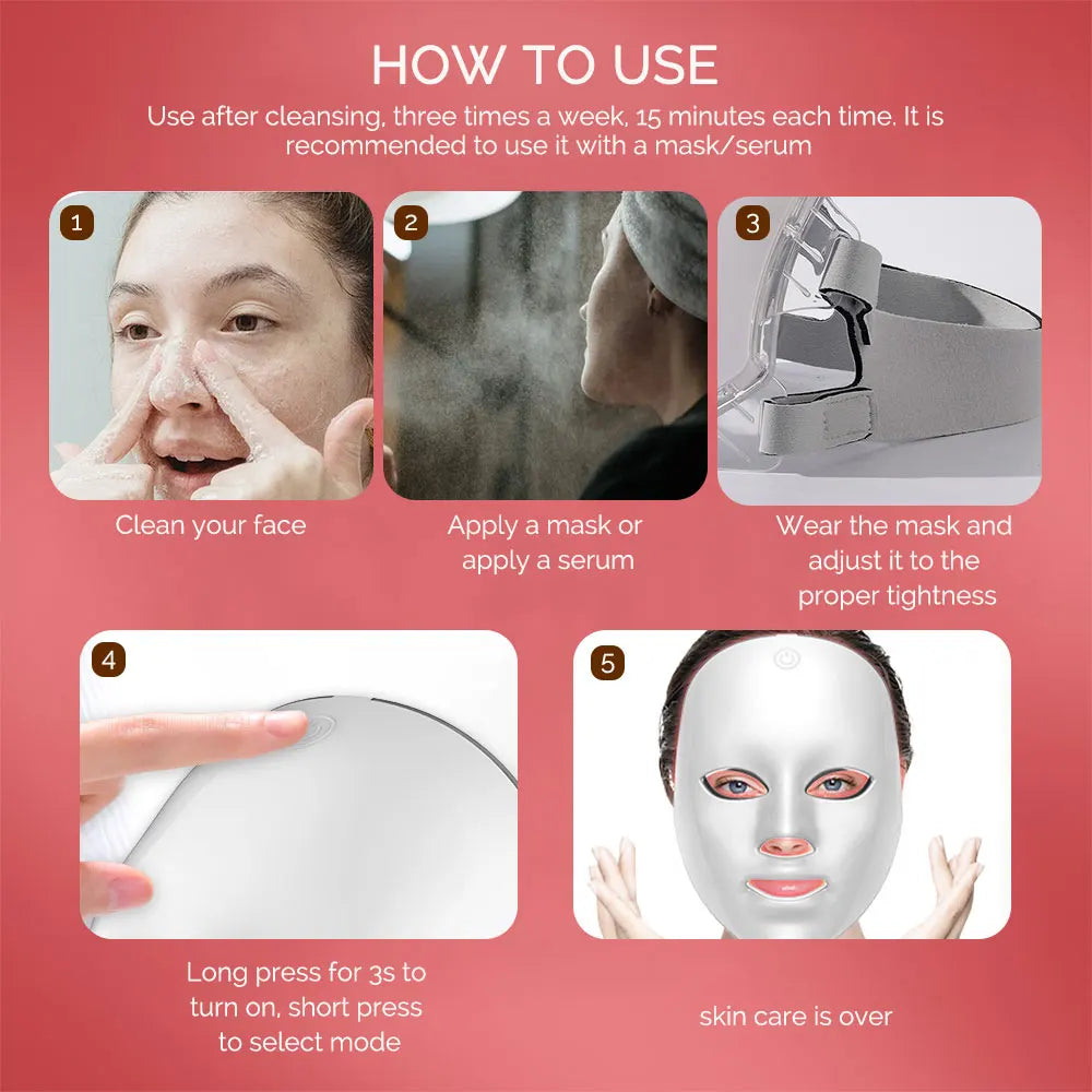 Vabena Wireless LED Mask: 7-Color Photon Therapy for Youthful Skin