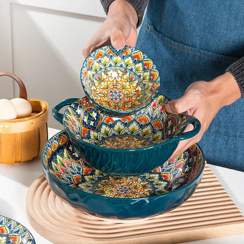 Bohemia Retro Ceramic Tableware Set for 4 | Elegant Dining