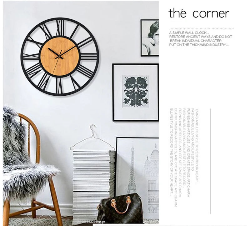 Large Nordic Retro 3D Wall Clock | Roman Numerals Decor