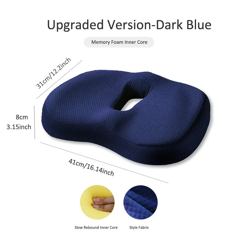 Vabena Memory Foam Seat Cushion & Lumbar Support Set for Office & Car - Ergonomic Back & Coccyx Relief