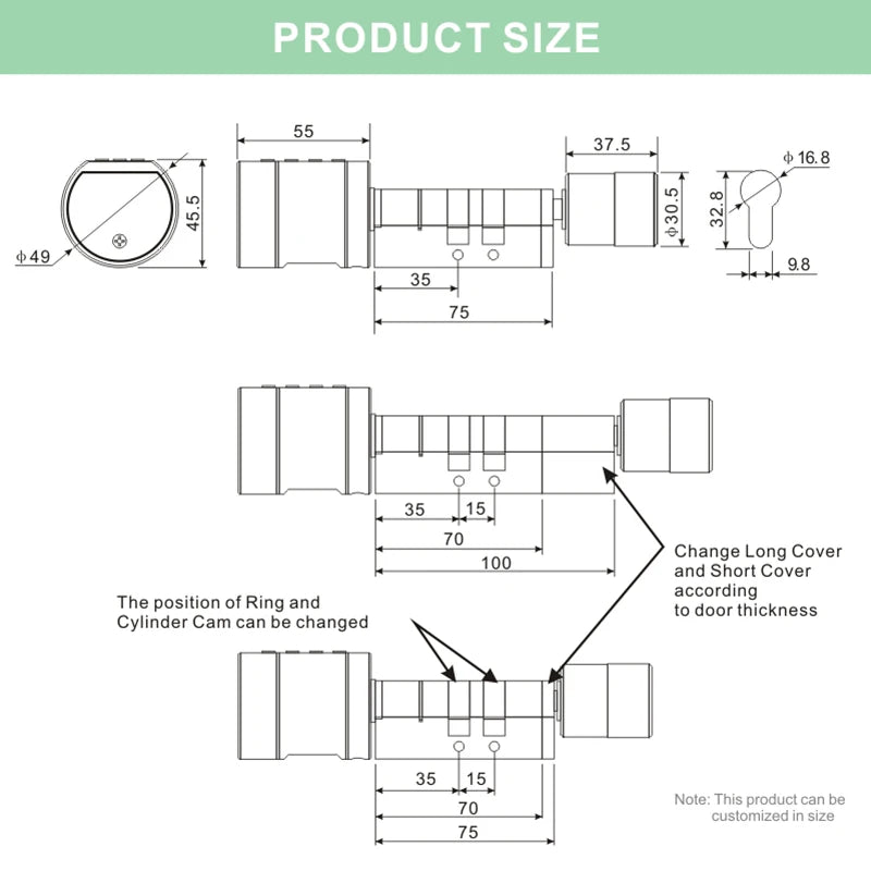 Tuya Smart Biometric Door Lock Cylinder - Keypad & App Access