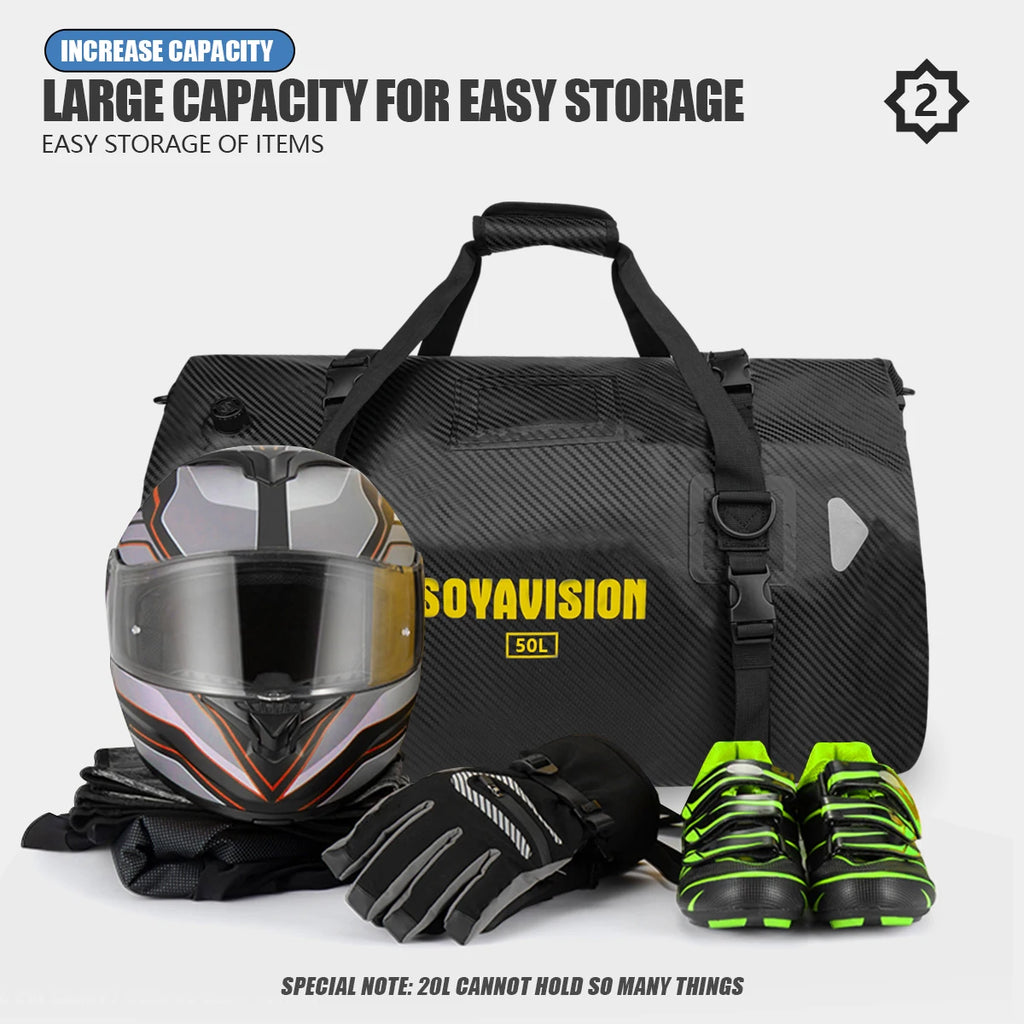 Waterproof Motorcycle Tail Bag | Dry Roll Luggage | 20L, 40L, 66L