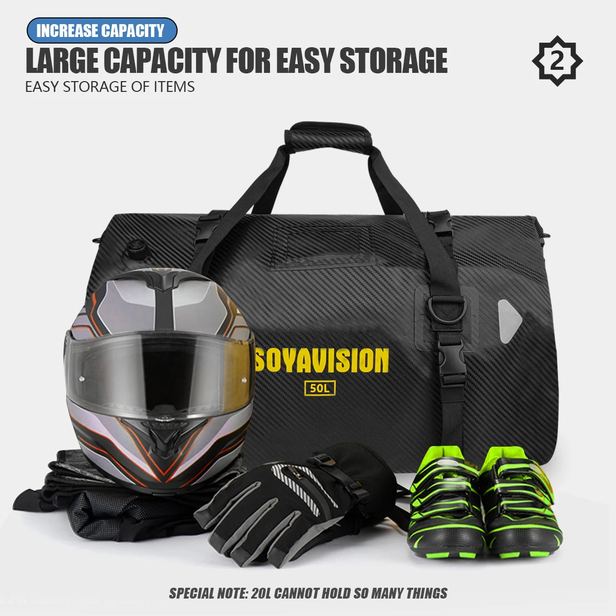 Waterproof Motorcycle Tail Bag | Dry Roll Luggage | 20L, 40L, 66L