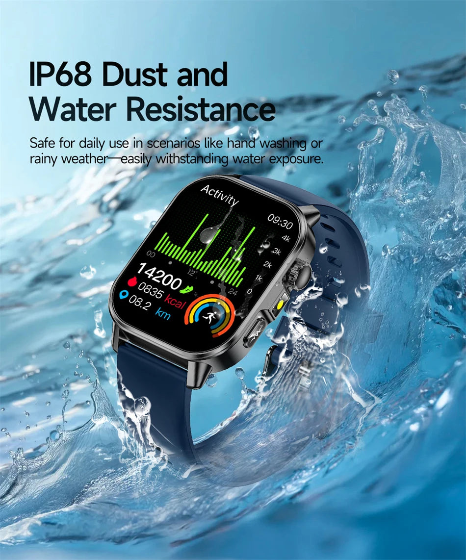 Vabena Men's ECG Smartwatch: Accurate Health Diagnosis with Blood Pressure, Oxygen, Fat, Uric Acid & Temp Monitoring