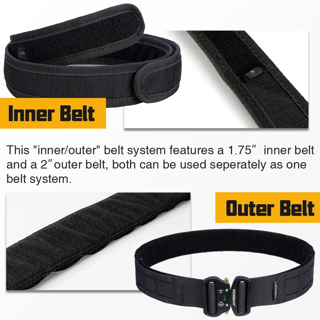 IDOGEAR 2-Inch Tactical Belt with Quick Release Buckle & MOLLE Laser Cut