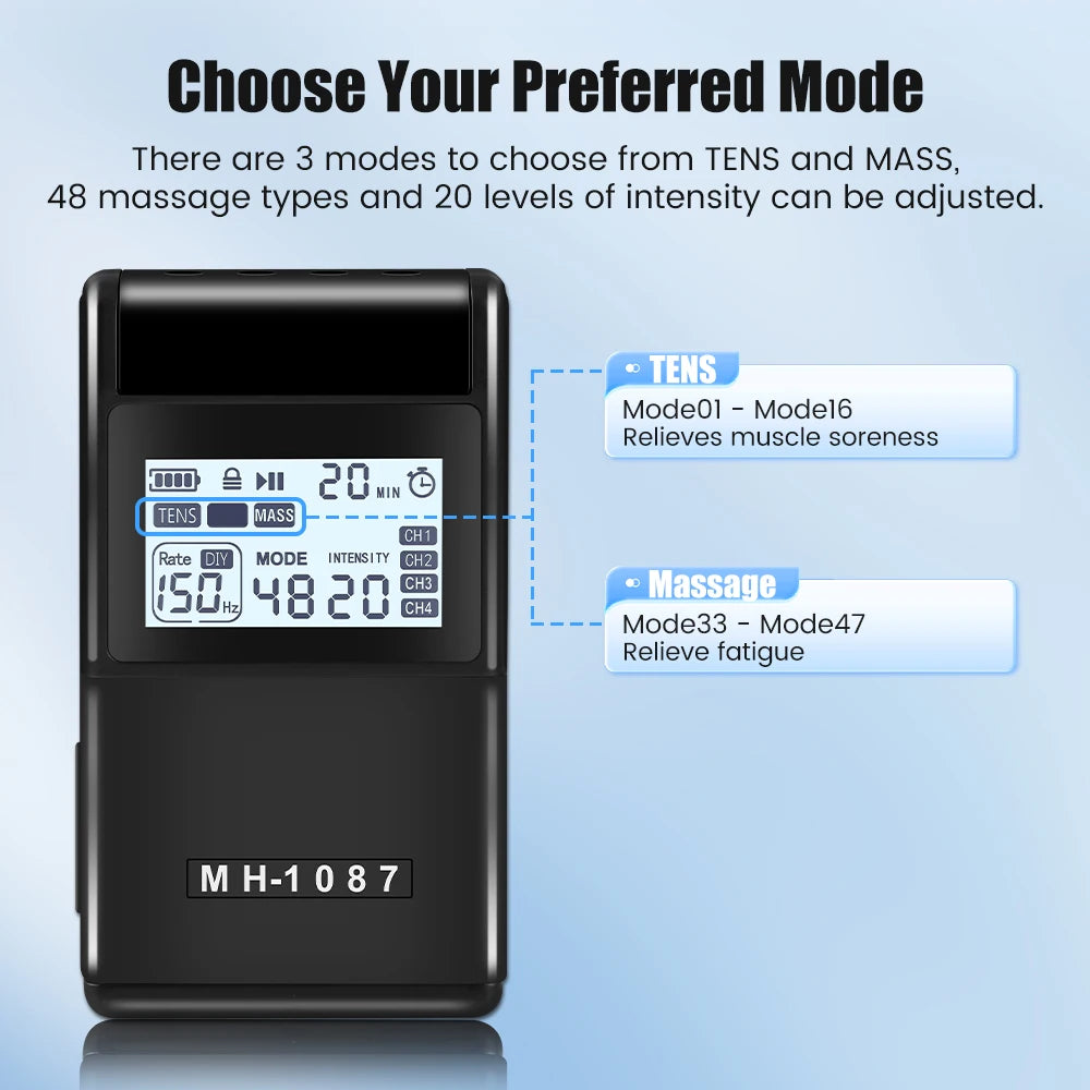 Digital TENS Unit: 4-Channel Rechargeable Muscle Stimulator for Pain Relief