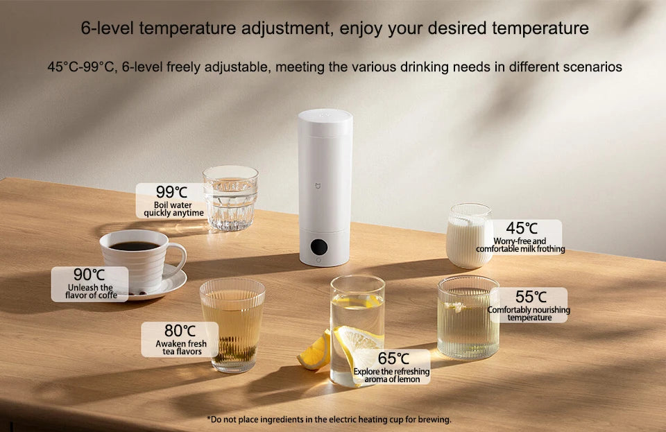 Mijia Portable Electric Kettle 2, Travel Thermos Cup, Smart Temperature 350ml