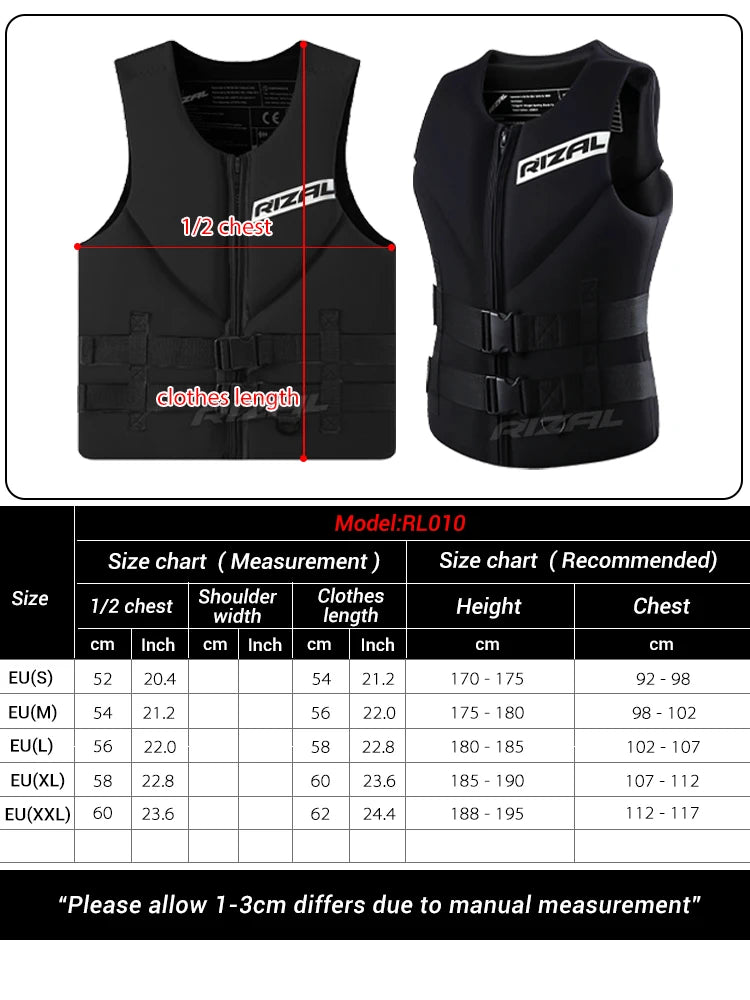 Adult Life Vest for Water Sports, Kayak, Wakeboard & Rescue - High Visibility Safety Jacket