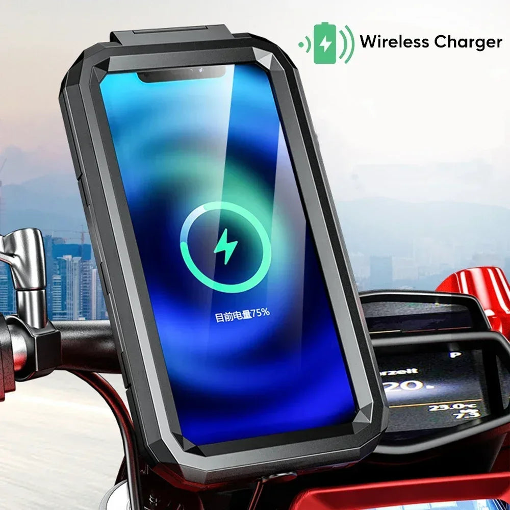 Motorcycle Wireless Charger Phone Mount - QC 3.0 Fast Charging Holder