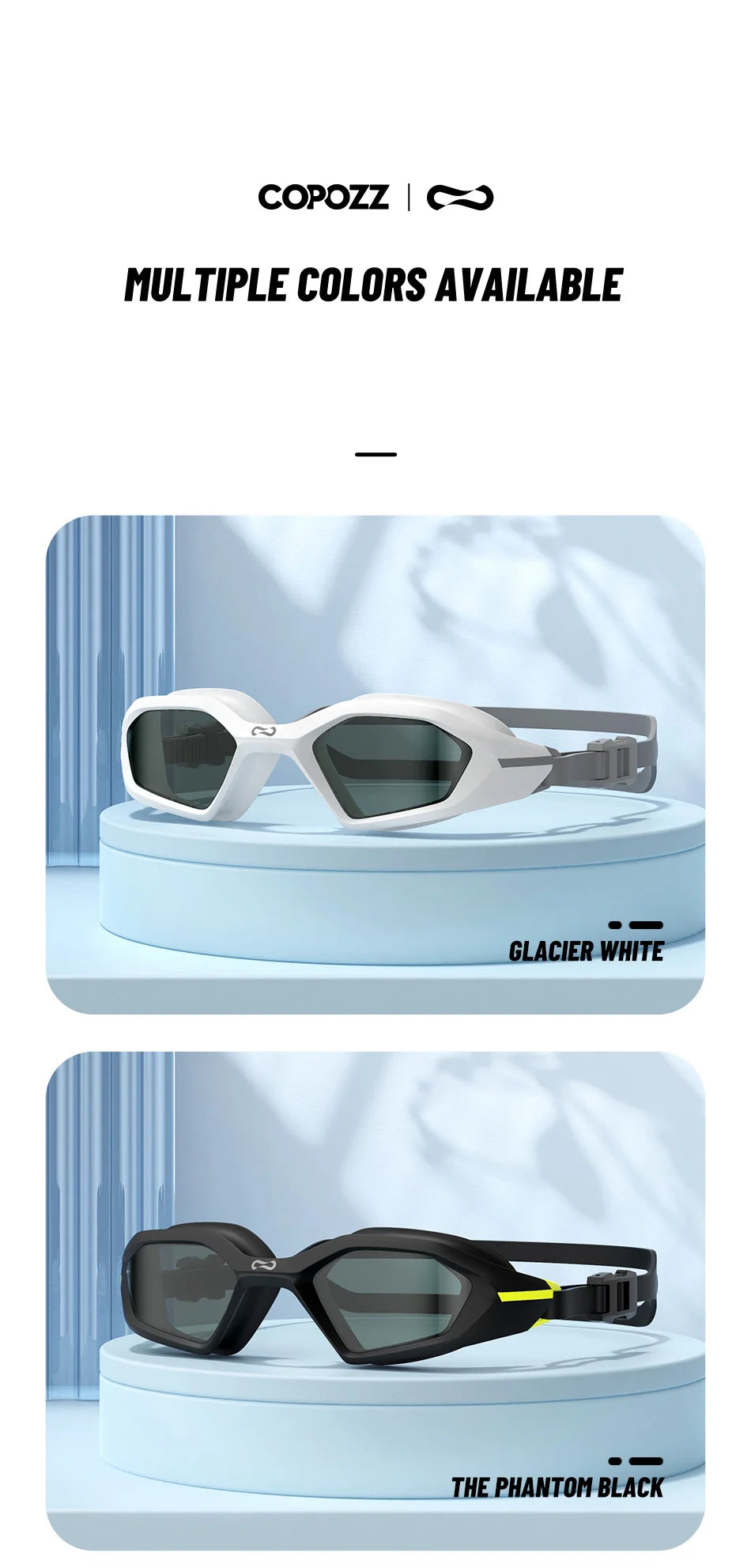 COPOZZ Professional Electroplate Swim Goggles - Anti-Fog UV Protection