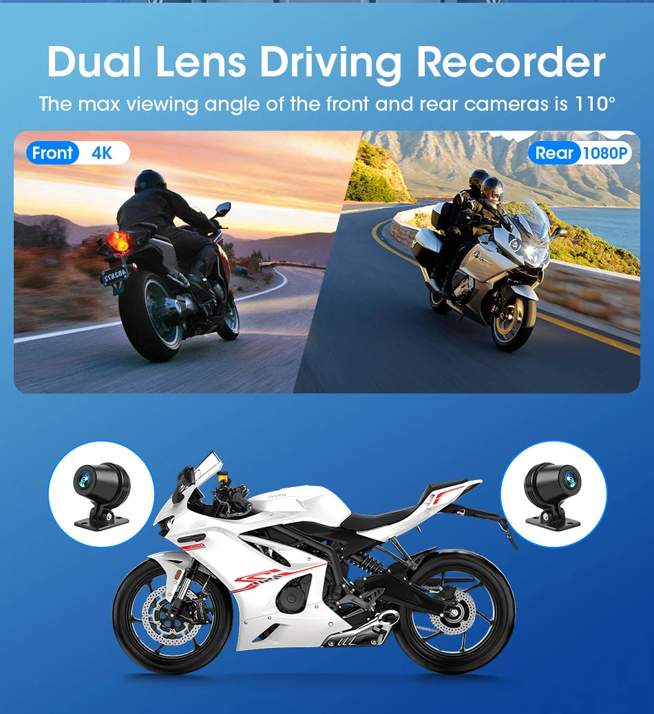 Jansite 8.1" 4K Motorcycle DVR Monitor with CarPlay & GPS