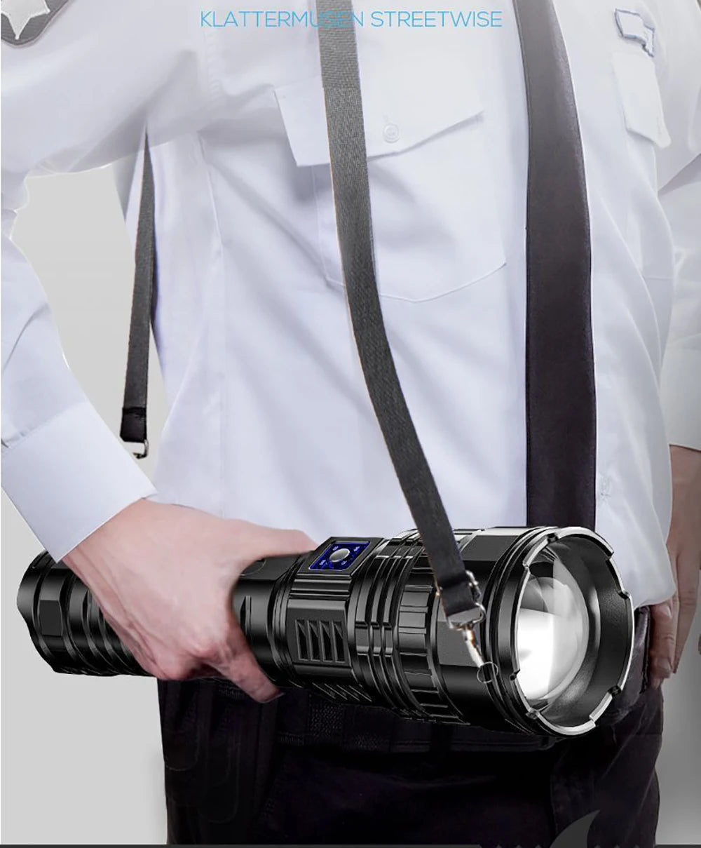 Vabena 10000LM 800W Tactical Flashlight - 4km Beam, Powerbank