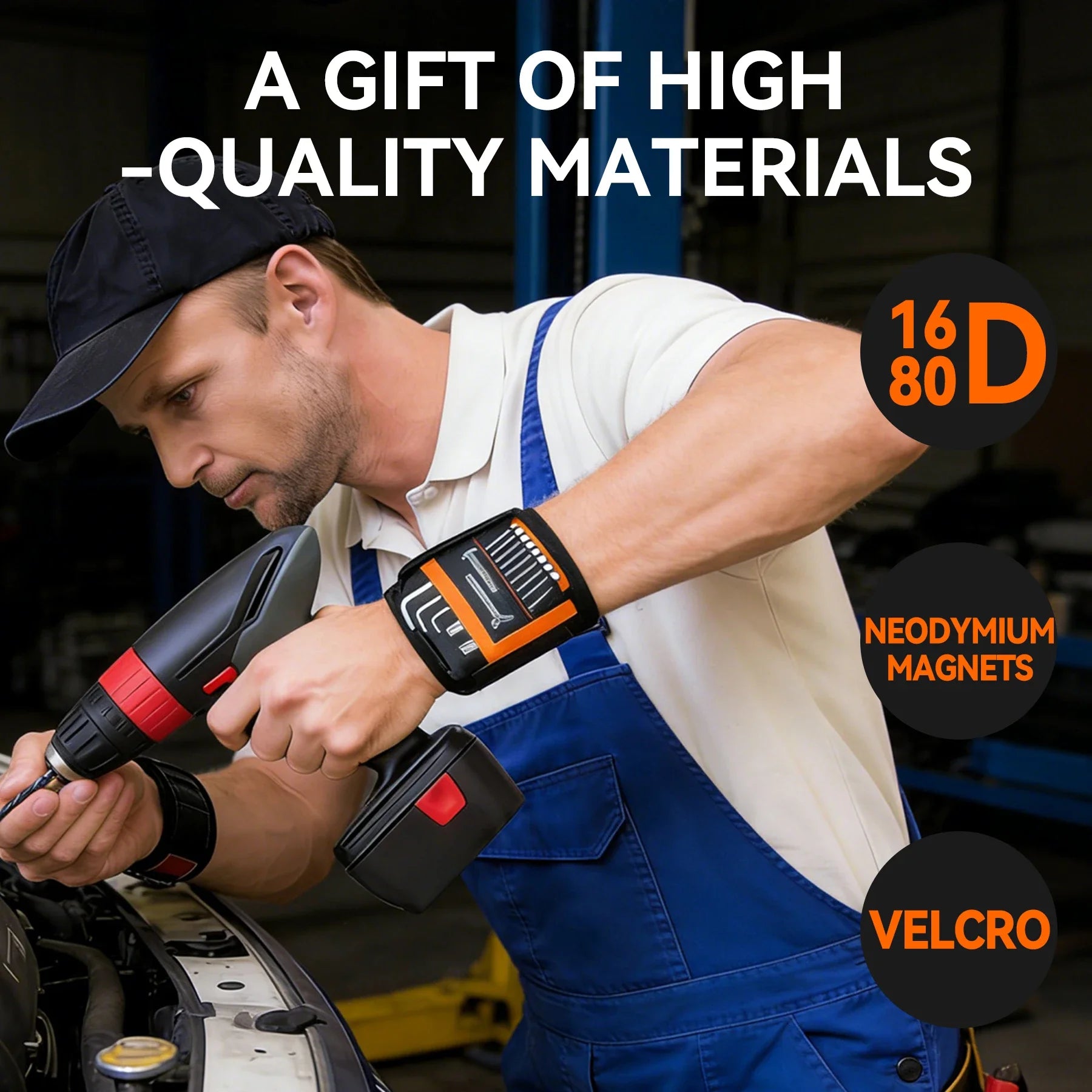 Vabena Magnetic Wristband - 1680D Polyester Tool Holder with 15 Magnets