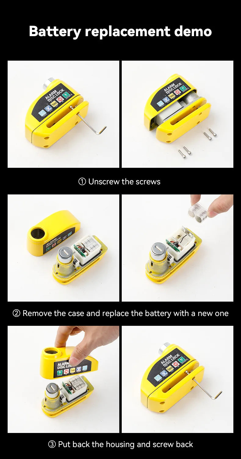 Motorcycle & Bicycle Anti-Theft Disc Brake Alarm Lock - Aluminum Alloy Safety