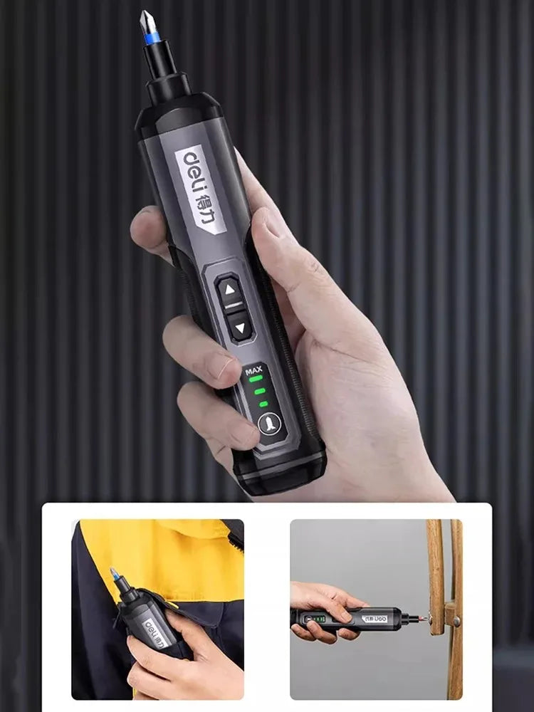 Deli Mini Electric Screwdriver Set - USB Rechargeable 2000mAh