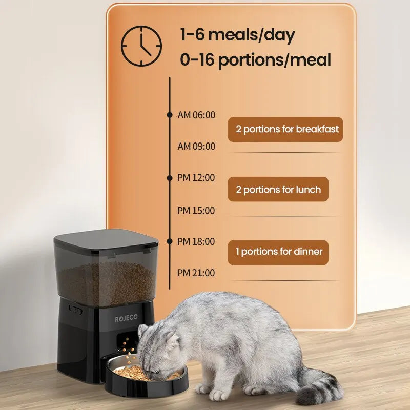 ROJECO Automatic Pet Feeder - Button Version Auto Cat & Dog Food Dispenser