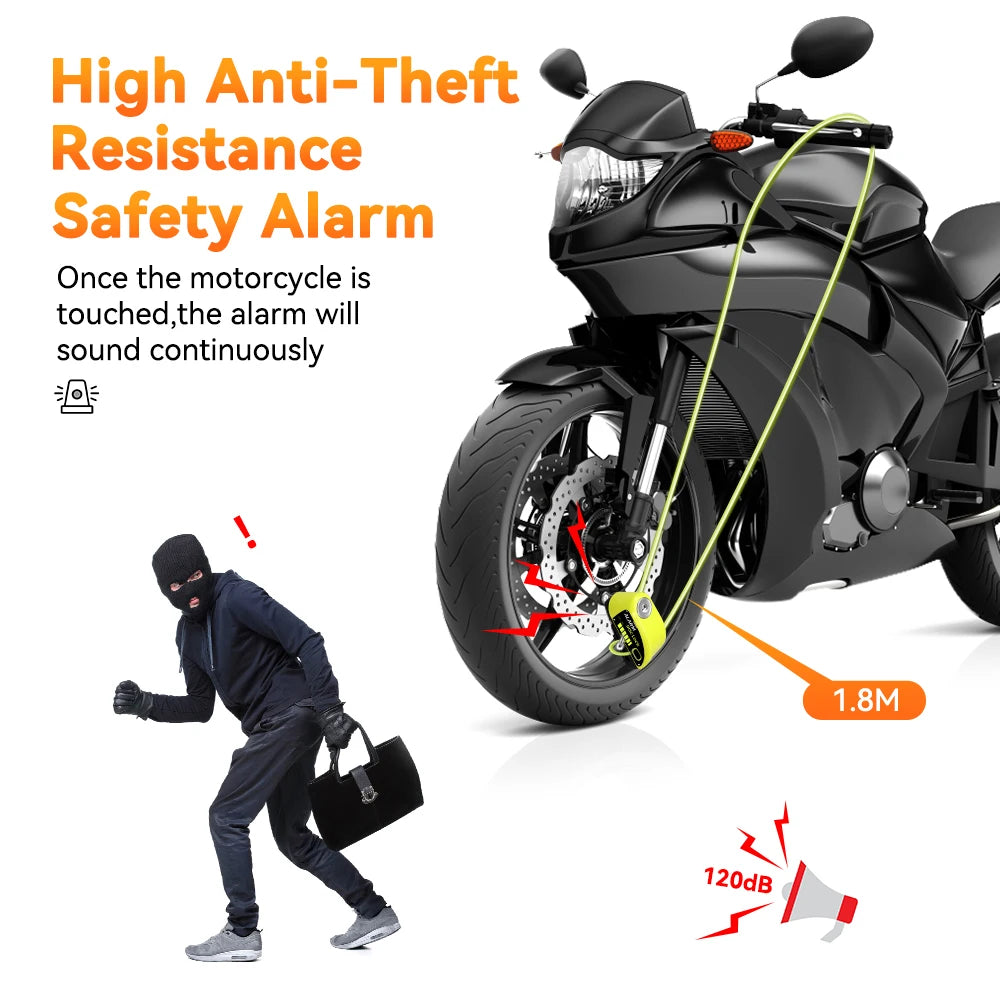 Extractme 120dB Motorcycle Alarm Disc Lock - Anti-Theft Security