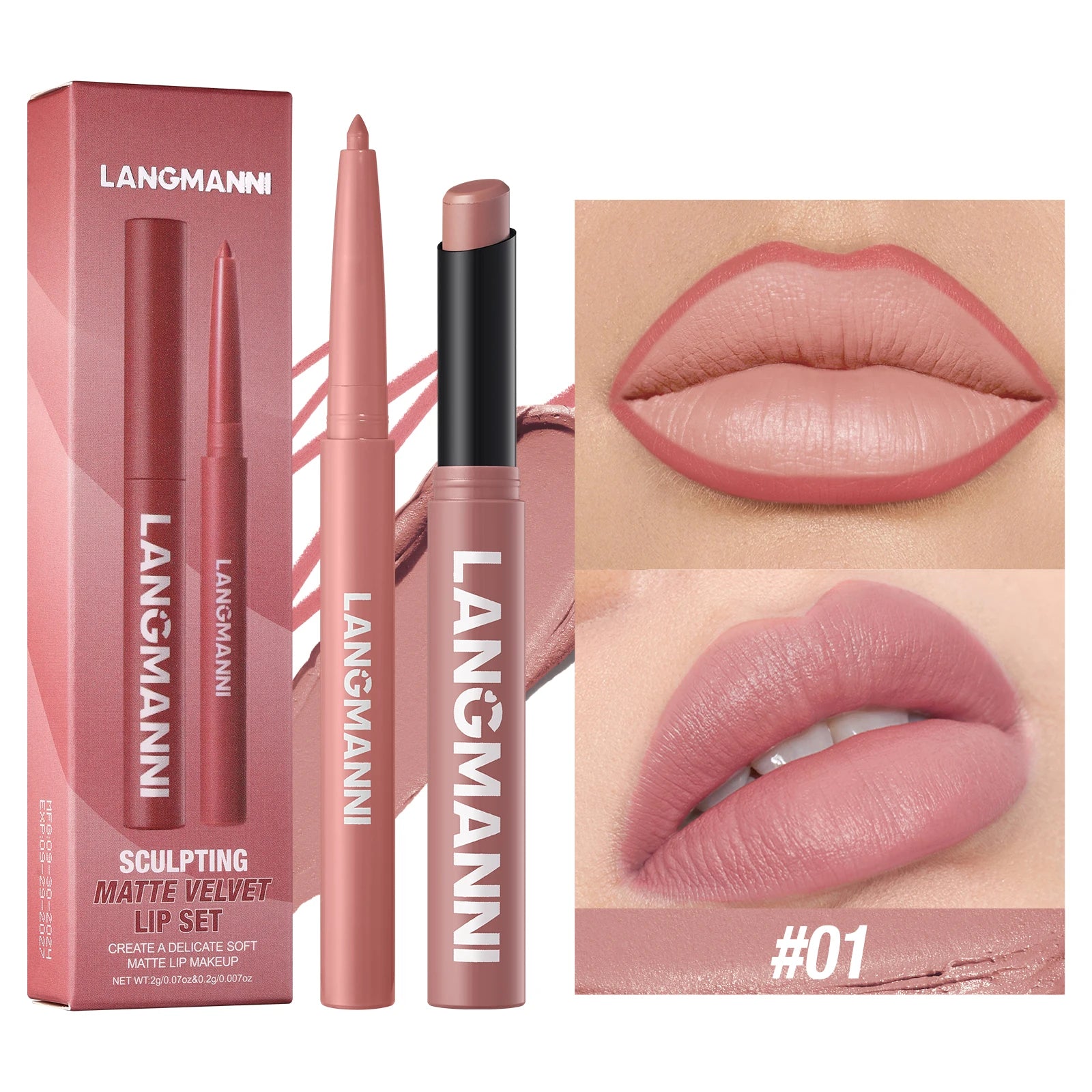 Vabena Waterproof 2-in-1 Lip Liner & Lipstick Set - No Smudge, No Fade