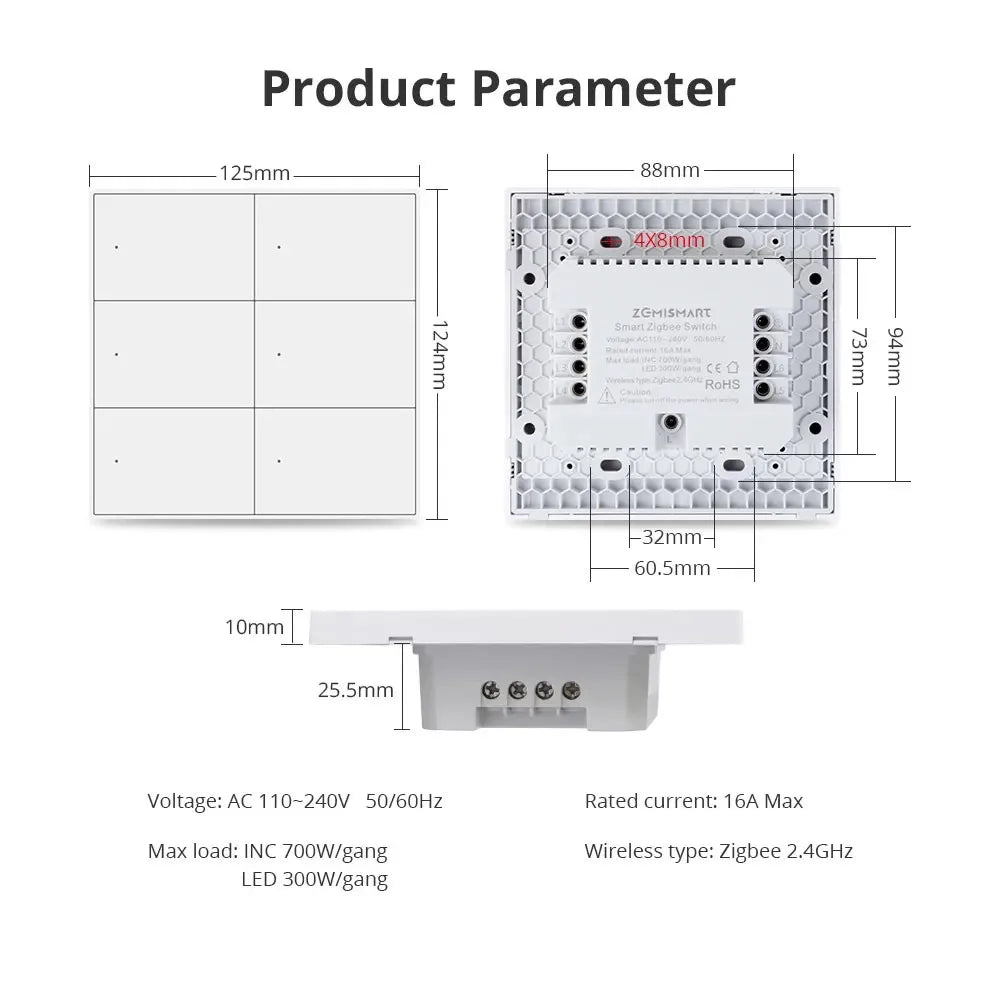 Zemismart Smart Scene Controller - Wall Mount Home Automation