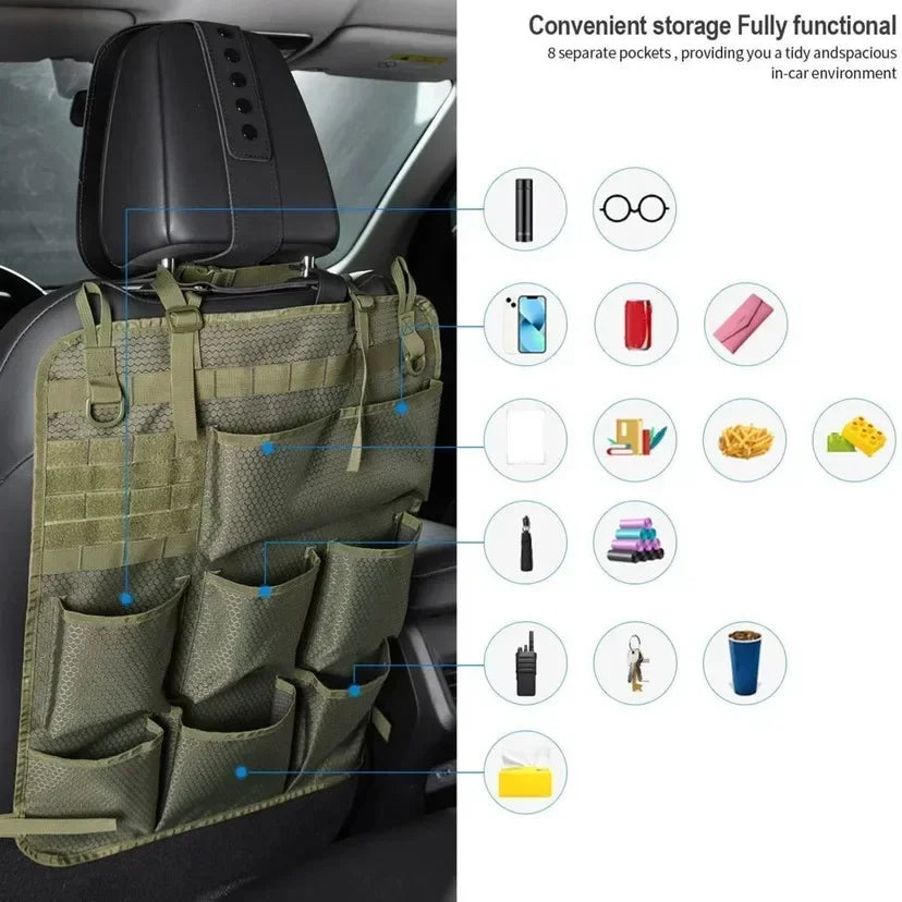 Tactical Camo Car Seat Organizer | Durable Backseat Storage Bag