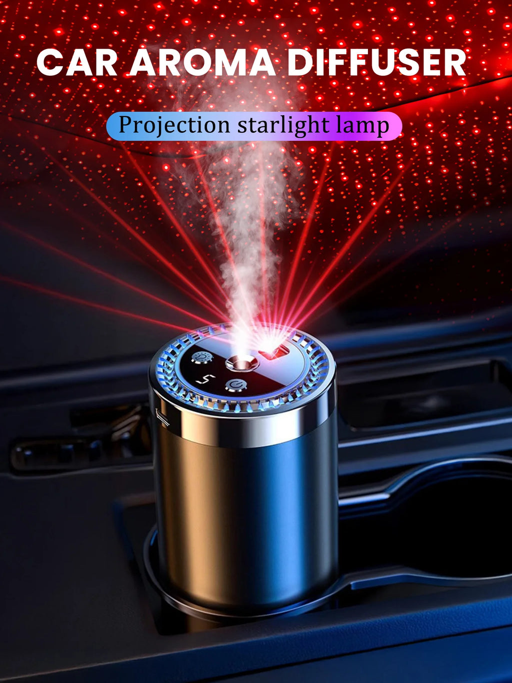 Vabena Rechargeable Car Aroma Diffuser - Colorful, Wireless & Portable