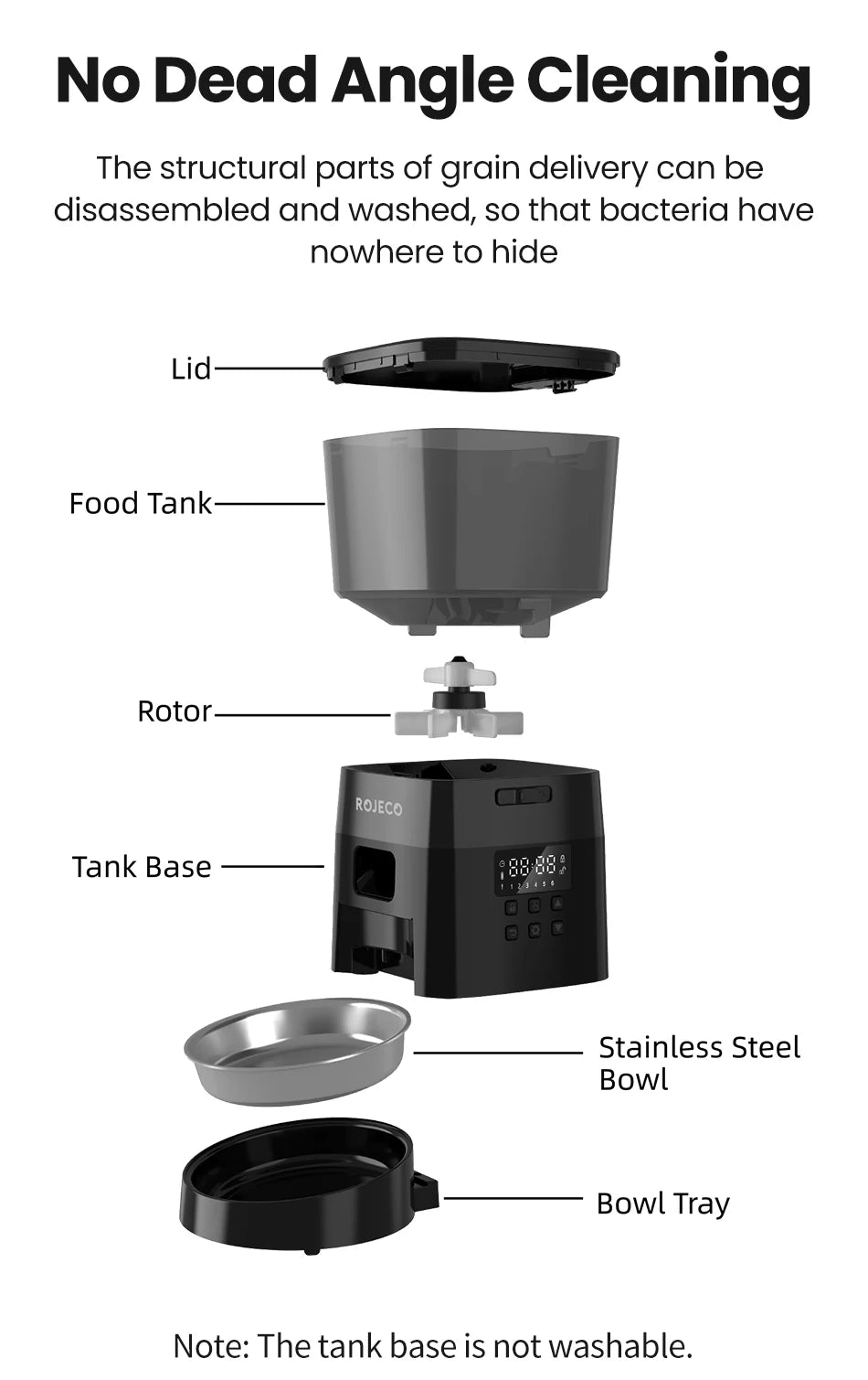 ROJECO Automatic Pet Feeder - Button Version Auto Cat & Dog Food Dispenser