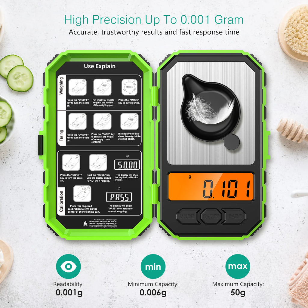 Brifit 0.001g/50g Digital Milligram Scale | High Precision Weight & Calibration