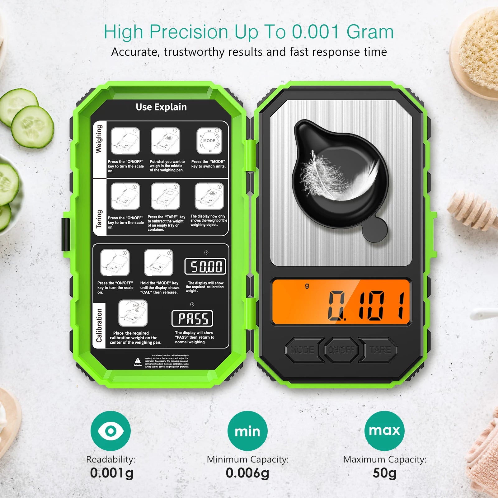 Brifit 0.001g/50g Digital Milligram Scale | High Precision Weight & Calibration