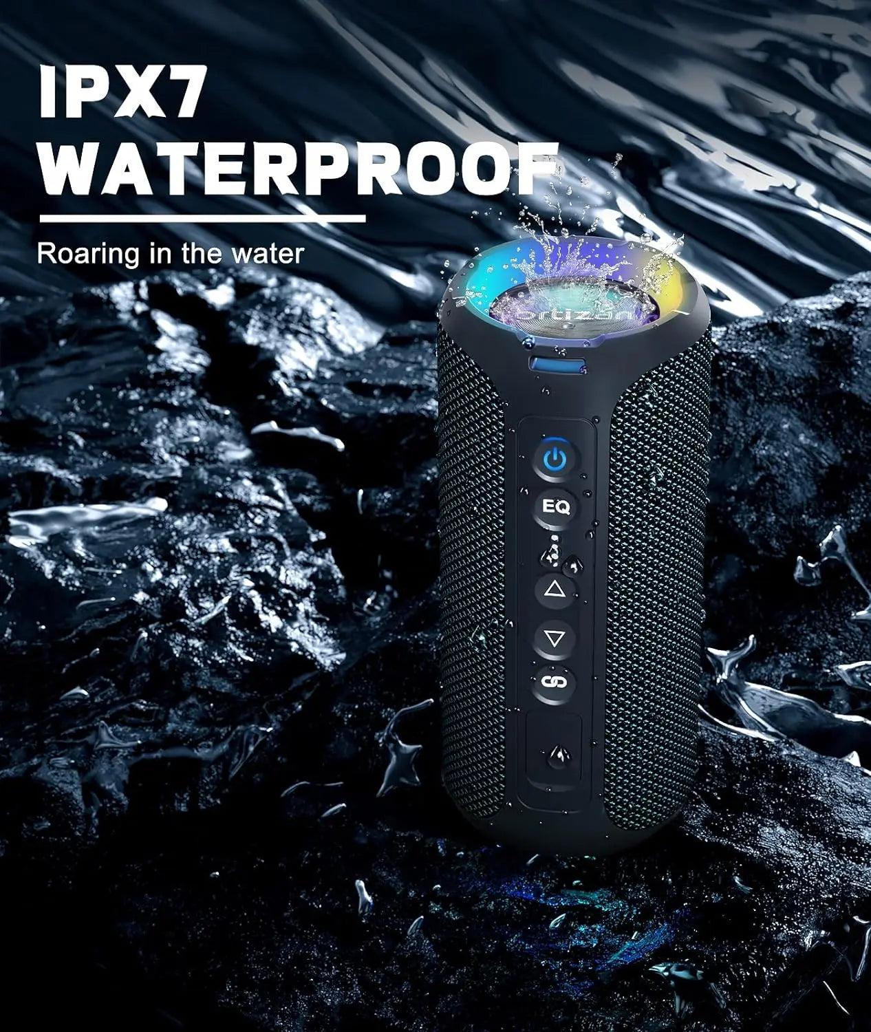 Ortizan 40W Enhanced Bass IP7 Waterproof Outdoor Bluetooth Speaker