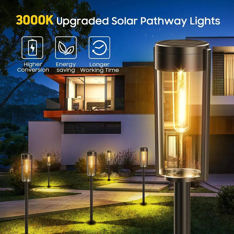 Retro Solar Pathway Lights | Warm Garden LED Decor