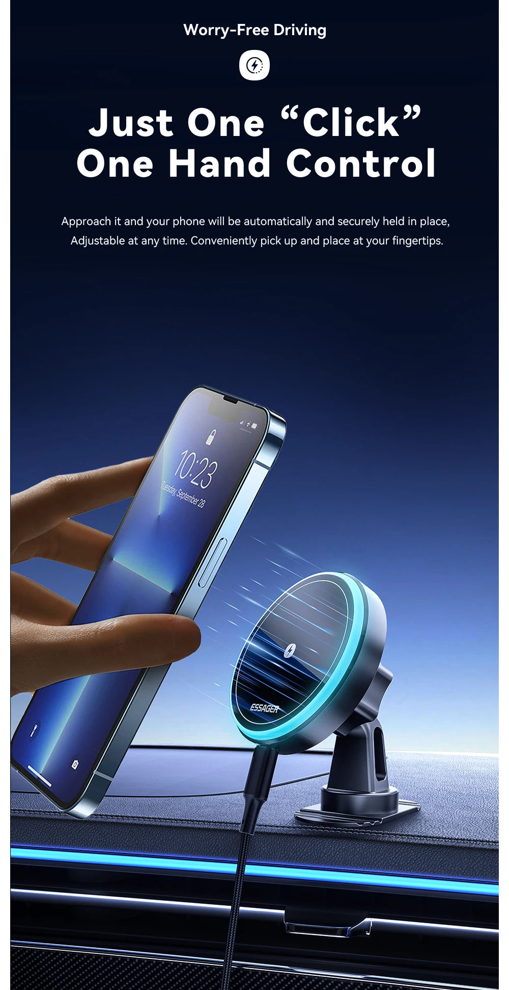 Essager 15W Magnetic Wireless Car Charger Holder - Fast & Secure Mount