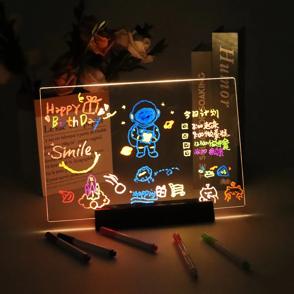 LED Note Board & Night Light | RGB Erasable Drawing Board for Kids
