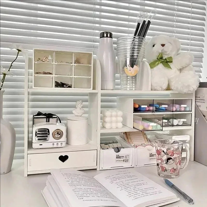 Double-Layer Desktop Organizer Rack - Stationery & Cosmetics Storage
