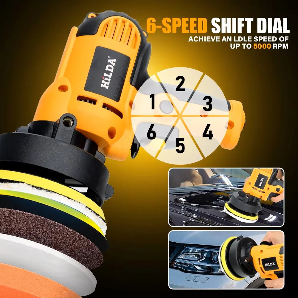 HILDA Electric Car Polisher | Adjustable Speed for Scratch Repair & Waxing