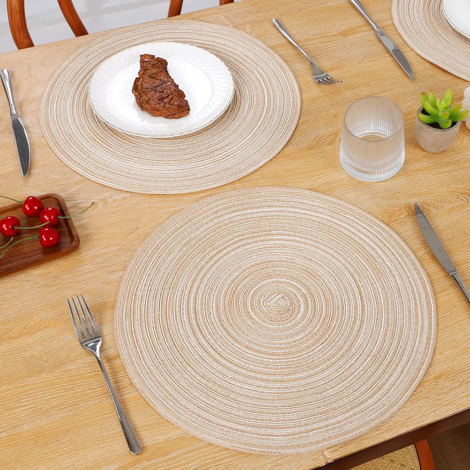 Premium Round Braided Placemats - Set of 6 | Elevate Your Dining Experience