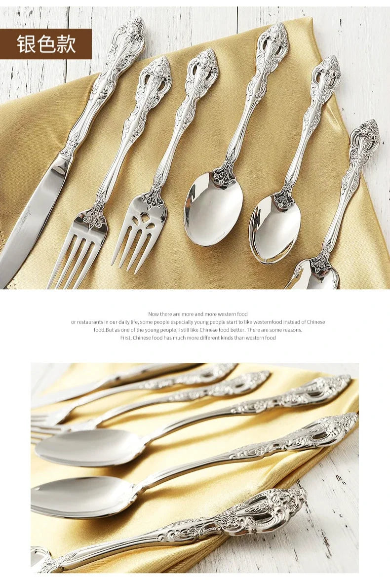 Vabena Retro Gold-Plated 304SS 5-Piece Cutlery Set