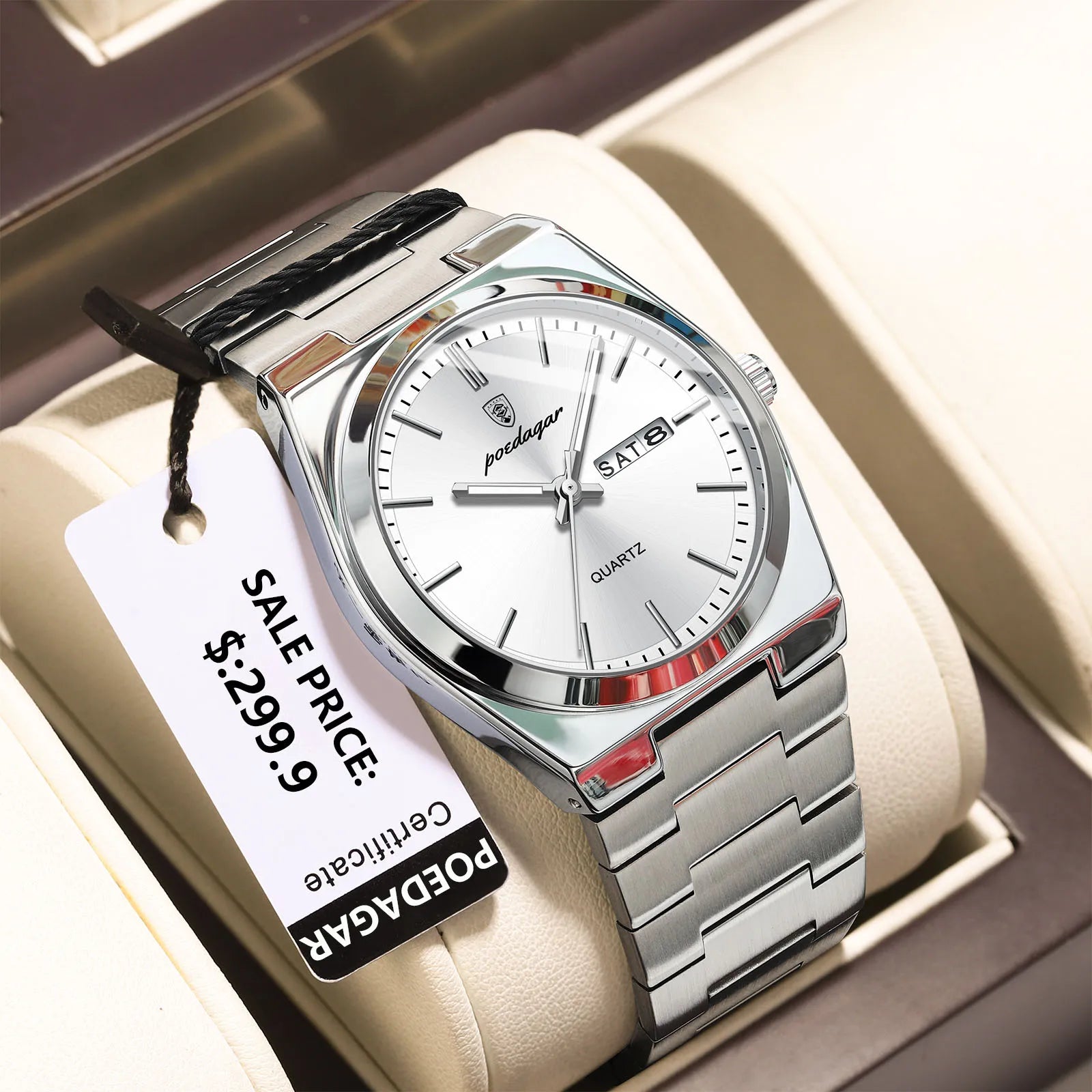 POEDAGAR Luxury Men's Quartz Watch - Waterproof, Luminous, Date & Week