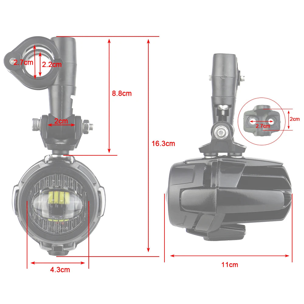 High-Performance Auxiliary LED Fog Lights for BMW R1200GS F800GS K1600 & Universal Motorcycles | 40W 6000K