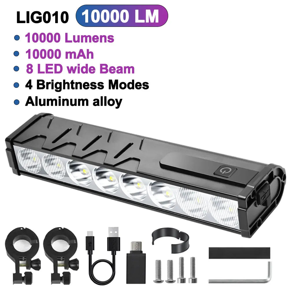 NEWBOLER 10000 Lumen Bike Light - USB Rechargeable MTB Road Lamp